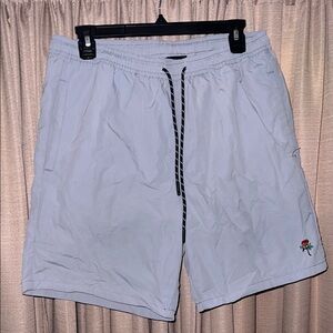 Light Gray Shorts with Rose Embroidery